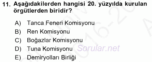 Uluslararası Ekonomik Kuruluşlar 2016 - 2017 Ara Sınavı 11.Soru