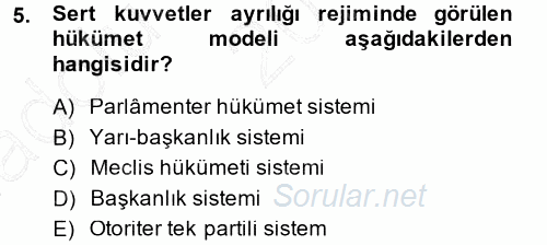 Anayasa Hukuku 2014 - 2015 Ara Sınavı 5.Soru