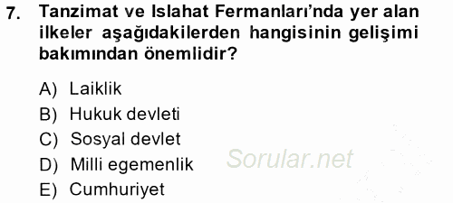 Anayasa Hukuku 2014 - 2015 Ara Sınavı 7.Soru