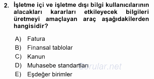 Genel Muhasebe 1 2017 - 2018 Ara Sınavı 2.Soru