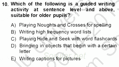 Çocuklara Yabancı Dil Öğretimi 1 2014 - 2015 Dönem Sonu Sınavı 10.Soru