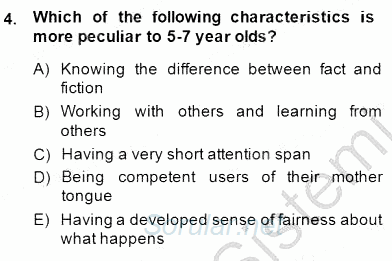 Çocuklara Yabancı Dil Öğretimi 1 2014 - 2015 Dönem Sonu Sınavı 4.Soru