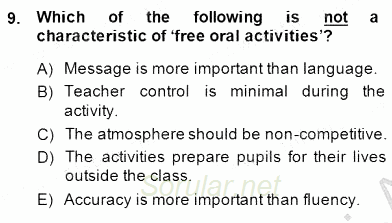 Çocuklara Yabancı Dil Öğretimi 1 2014 - 2015 Dönem Sonu Sınavı 9.Soru