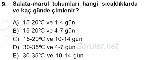 Bahçe Tarımı 2 2014 - 2015 Dönem Sonu Sınavı 9.Soru