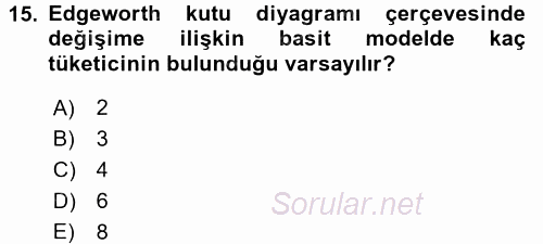 Mikro İktisat 2017 - 2018 Dönem Sonu Sınavı 15.Soru