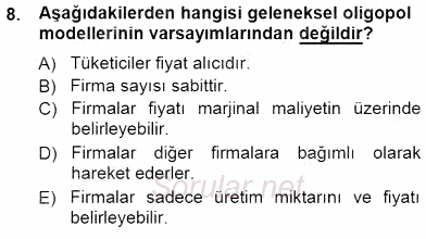 Sanayi Ekonomisi 2012 - 2013 Dönem Sonu Sınavı 8.Soru