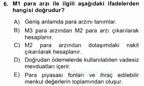 Para Politikası 2017 - 2018 Ara Sınavı 6.Soru