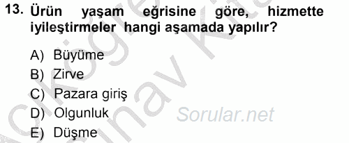 Hizmet Tasarımı 2012 - 2013 Ara Sınavı 13.Soru