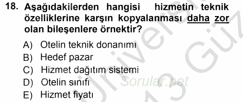 Hizmet Tasarımı 2012 - 2013 Ara Sınavı 18.Soru