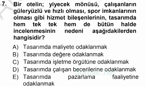 Hizmet Tasarımı 2012 - 2013 Ara Sınavı 7.Soru