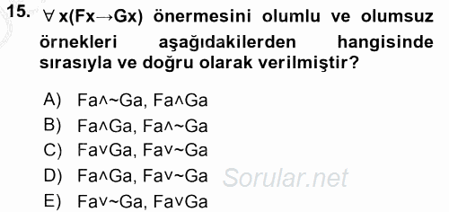 Bilim Felsefesi 2016 - 2017 3 Ders Sınavı 15.Soru