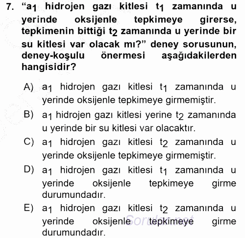 Bilim Felsefesi 2016 - 2017 3 Ders Sınavı 7.Soru