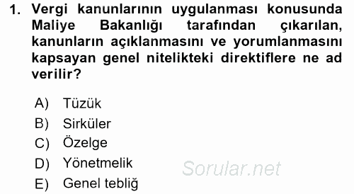 Vergi Ceza Hukuku 2017 - 2018 Ara Sınavı 1.Soru