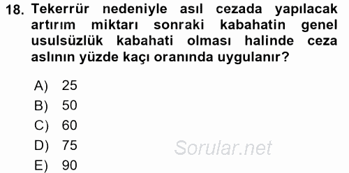 Vergi Ceza Hukuku 2017 - 2018 Ara Sınavı 18.Soru