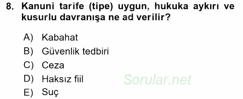 Vergi Ceza Hukuku 2017 - 2018 Ara Sınavı 8.Soru