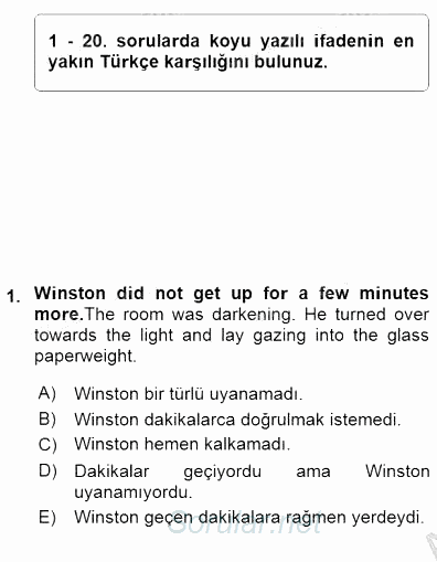 Çeviri (İng/Türk) 2015 - 2016 Dönem Sonu Sınavı 1.Soru