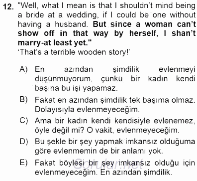 Çeviri (İng/Türk) 2015 - 2016 Dönem Sonu Sınavı 12.Soru