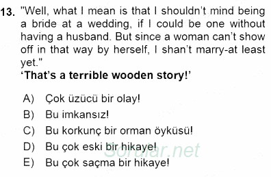 Çeviri (İng/Türk) 2015 - 2016 Dönem Sonu Sınavı 13.Soru