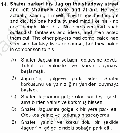 Çeviri (İng/Türk) 2015 - 2016 Dönem Sonu Sınavı 14.Soru