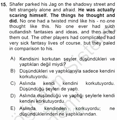 Çeviri (İng/Türk) 2015 - 2016 Dönem Sonu Sınavı 15.Soru