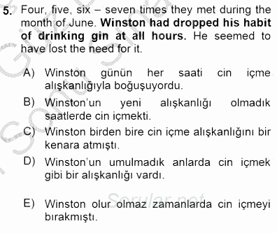 Çeviri (İng/Türk) 2015 - 2016 Dönem Sonu Sınavı 5.Soru