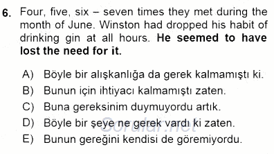 Çeviri (İng/Türk) 2015 - 2016 Dönem Sonu Sınavı 6.Soru