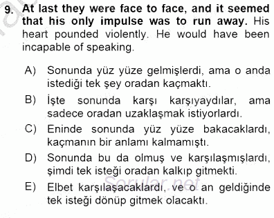 Çeviri (İng/Türk) 2015 - 2016 Dönem Sonu Sınavı 9.Soru