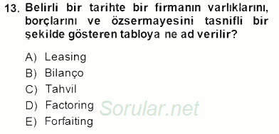 Spor Tesisi İşletmeciliği ve Saha Malzeme Bilgisi 2014 - 2015 Dönem Sonu Sınavı 13.Soru