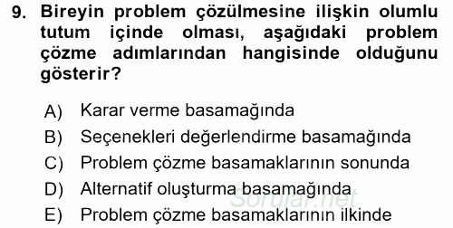 Yaşlılarda Çatışma Ve Stres Yönetimi 2 2016 - 2017 Dönem Sonu Sınavı 9.Soru