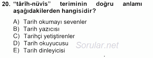 Osmanlı Türkçesi 2 2012 - 2013 Dönem Sonu Sınavı 20.Soru