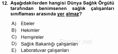 Sağlık Kurumları Yönetimi 1 2015 - 2016 Tek Ders Sınavı 12.Soru