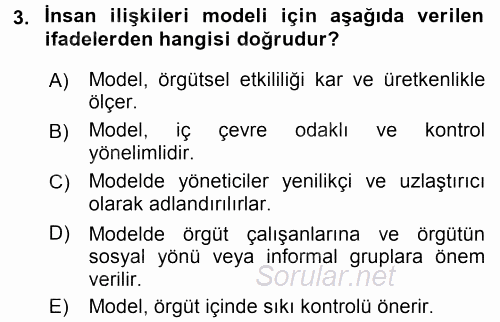 Sağlık Kurumları Yönetimi 1 2015 - 2016 Tek Ders Sınavı 3.Soru