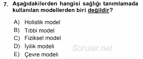 Sağlık Kurumları Yönetimi 1 2015 - 2016 Tek Ders Sınavı 7.Soru