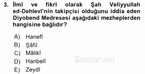 Hadis Tarihi ve Usulü 2015 - 2016 Dönem Sonu Sınavı 3.Soru