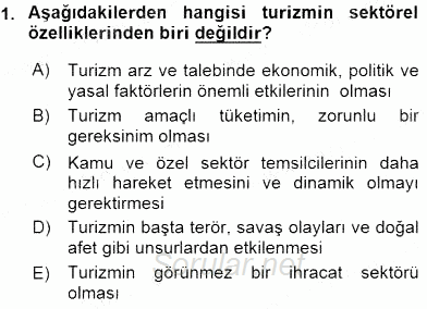 Turizm Ekonomisi 2015 - 2016 Ara Sınavı 1.Soru