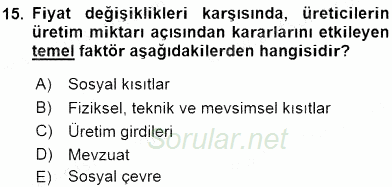 Turizm Ekonomisi 2015 - 2016 Ara Sınavı 15.Soru