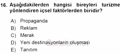 Turizm Ekonomisi 2015 - 2016 Ara Sınavı 16.Soru