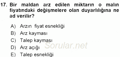 Turizm Ekonomisi 2015 - 2016 Ara Sınavı 17.Soru