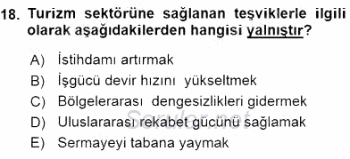 Turizm Ekonomisi 2015 - 2016 Ara Sınavı 18.Soru