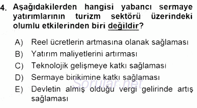 Turizm Ekonomisi 2015 - 2016 Ara Sınavı 4.Soru