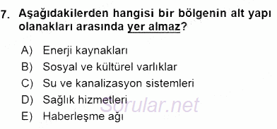 Turizm Ekonomisi 2015 - 2016 Ara Sınavı 7.Soru