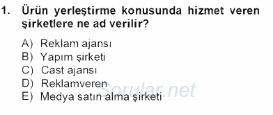 Marka İletişim Kampanyaları 2012 - 2013 Dönem Sonu Sınavı 1.Soru