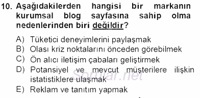 Marka İletişim Kampanyaları 2012 - 2013 Dönem Sonu Sınavı 10.Soru