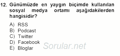 Marka İletişim Kampanyaları 2012 - 2013 Dönem Sonu Sınavı 12.Soru