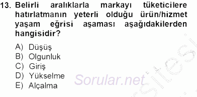 Marka İletişim Kampanyaları 2012 - 2013 Dönem Sonu Sınavı 13.Soru