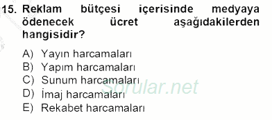 Marka İletişim Kampanyaları 2012 - 2013 Dönem Sonu Sınavı 15.Soru