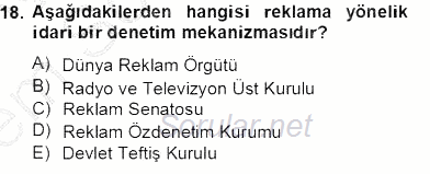Marka İletişim Kampanyaları 2012 - 2013 Dönem Sonu Sınavı 18.Soru