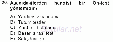 Marka İletişim Kampanyaları 2012 - 2013 Dönem Sonu Sınavı 20.Soru