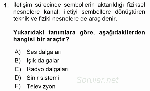 İletişim Bilgisi 2016 - 2017 Dönem Sonu Sınavı 1.Soru