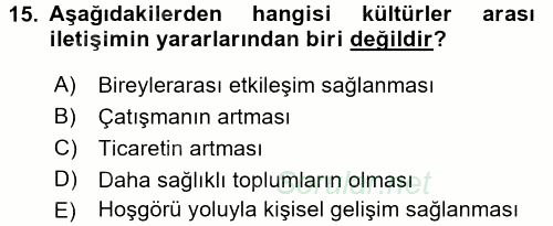 İletişim Bilgisi 2016 - 2017 Dönem Sonu Sınavı 15.Soru